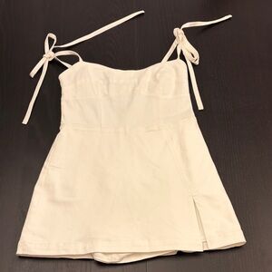 Cream Tie-Shoulder Mini Dress